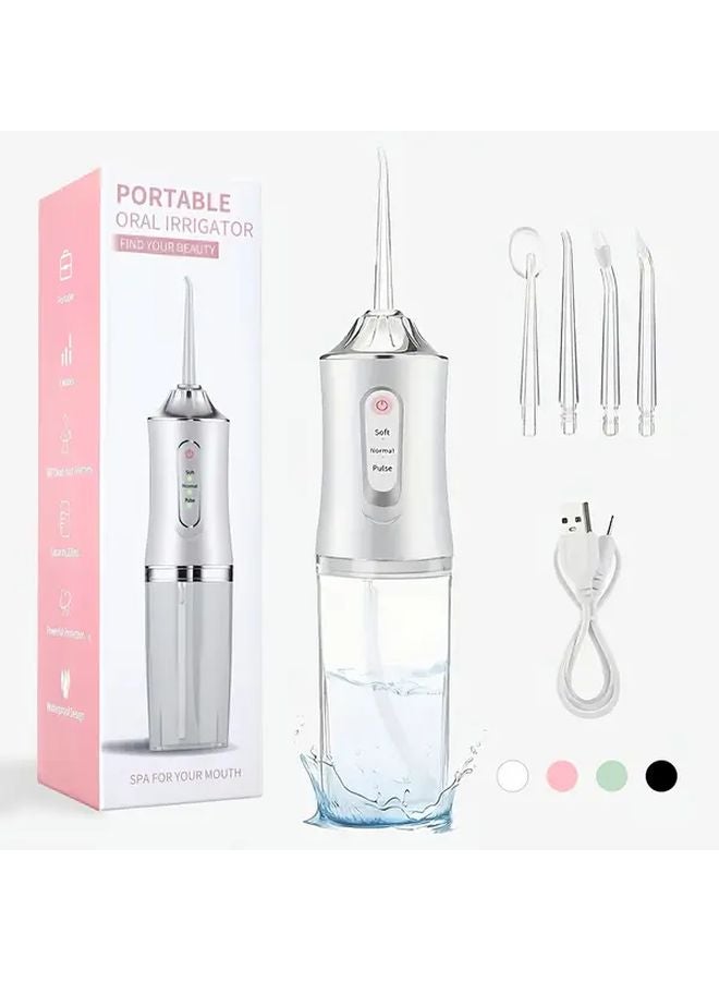 Pink Portable Oral Irrigator Flosser Dental Care Device with Interchangeable Tips for Teeth Whitening Plaque Removal - Image 1